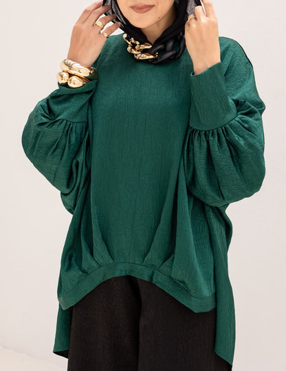 Evening High low blouse in Emerald Green