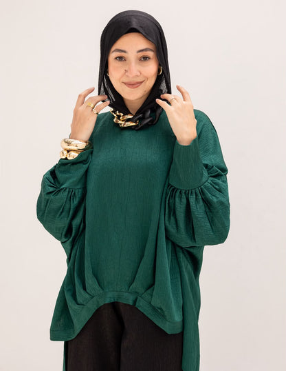 Evening High low blouse in Emerald Green