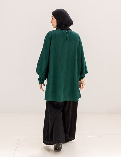 Evening High low blouse in Emerald Green