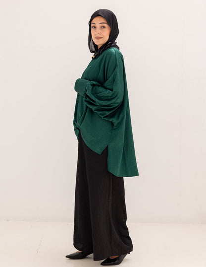 Evening High low blouse in Emerald Green