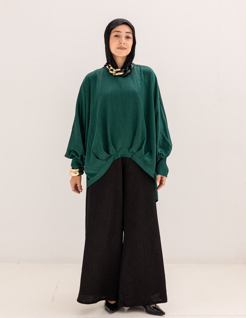 Evening High low blouse in Emerald Green