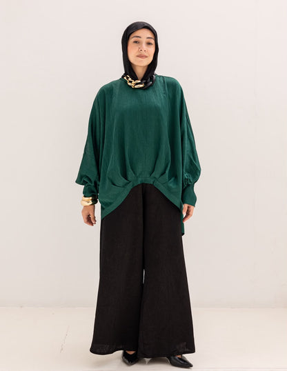 Evening High low blouse in Emerald Green