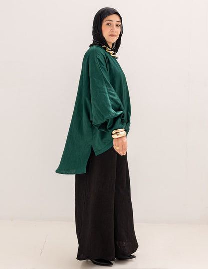 Evening High low blouse in Emerald Green