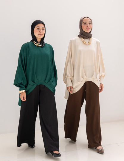Evening High low blouse in Emerald Green