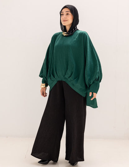 Evening High low blouse in Emerald Green