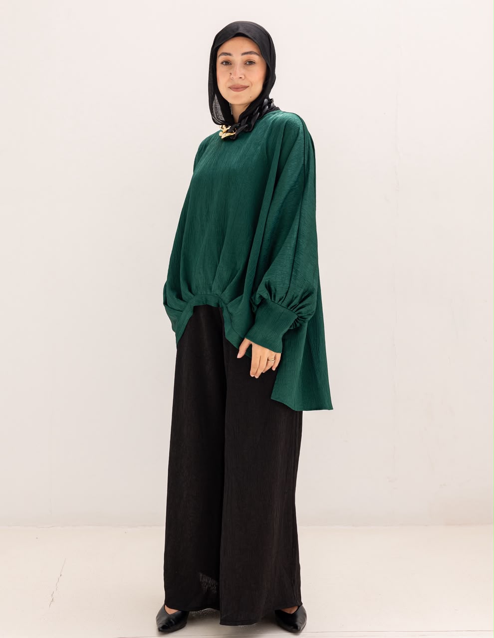Evening High low blouse in Emerald Green