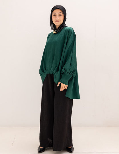Evening High low blouse in Emerald Green