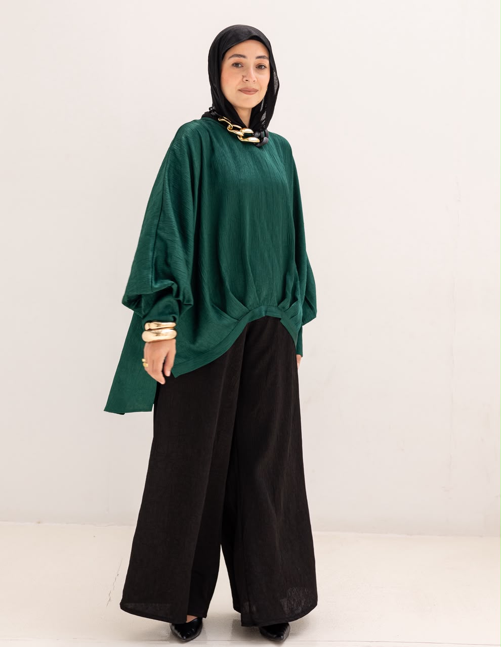 Evening High low blouse in Emerald Green