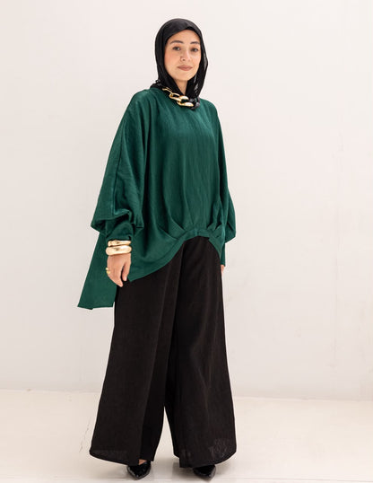 Evening High low blouse in Emerald Green