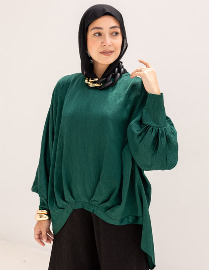 Evening High low blouse in Emerald Green