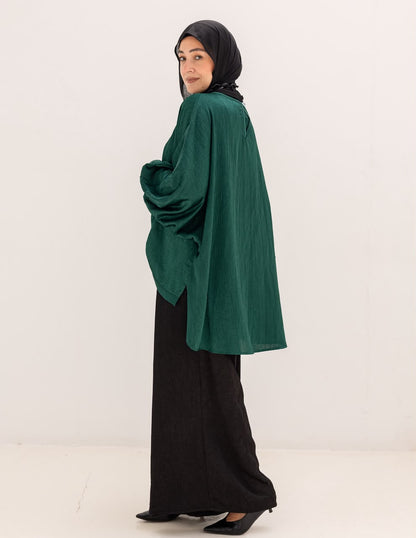 Evening High low blouse in Emerald Green