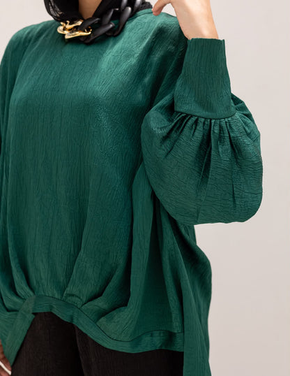 Evening High low blouse in Emerald Green