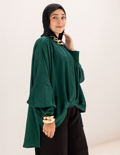 Evening High low blouse in Emerald Green