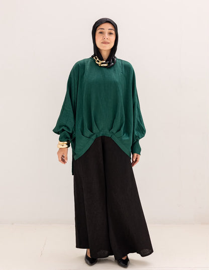 Evening High low blouse in Emerald Green