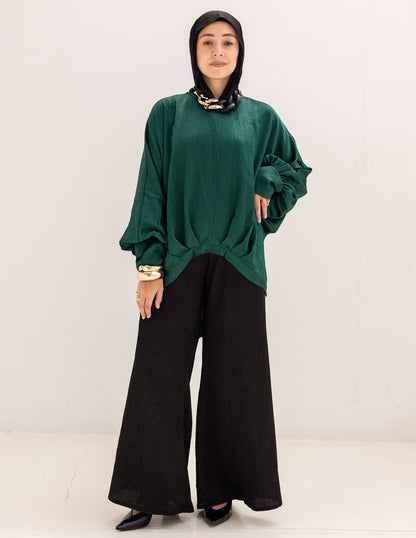 Evening High low blouse in Emerald Green