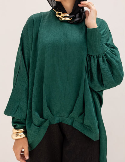 Evening High low blouse in Emerald Green