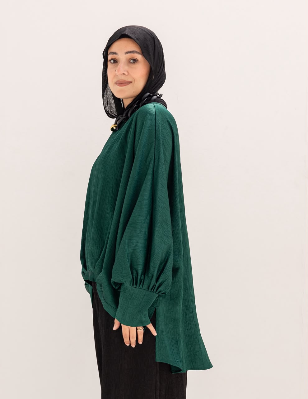Evening High low blouse in Emerald Green