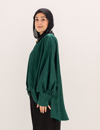 Evening High low blouse in Emerald Green