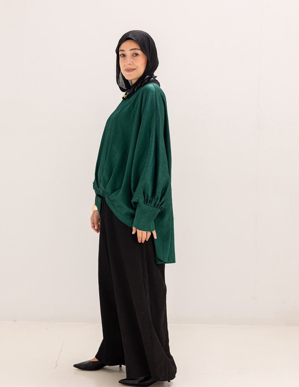 Evening High low blouse in Emerald Green