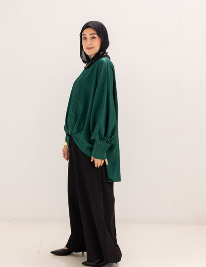 Evening High low blouse in Emerald Green