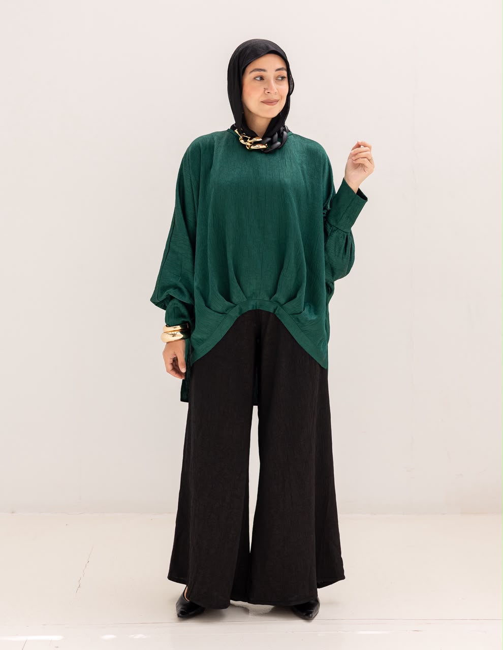 Evening High low blouse in Emerald Green