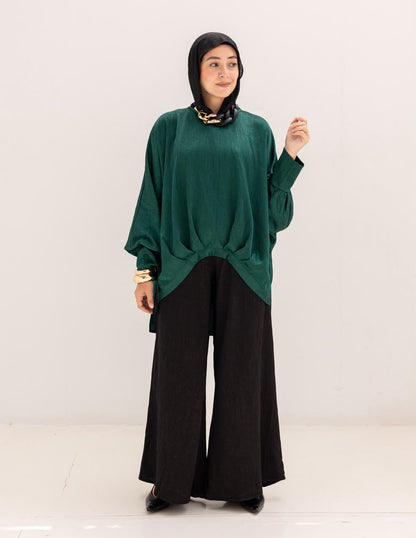 Evening High low blouse in Emerald Green