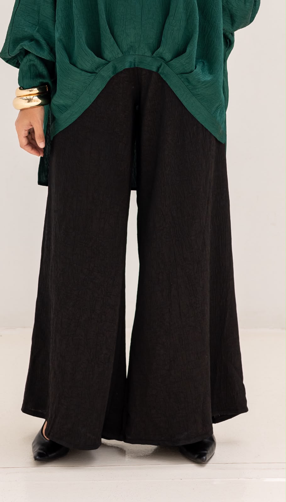 Evening wide leg pants in black
