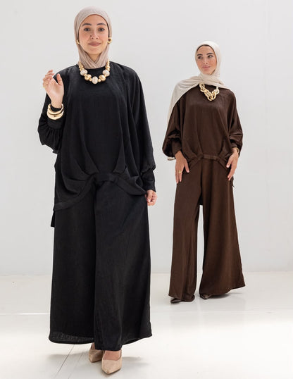 Evening soire elegant silk set in Black