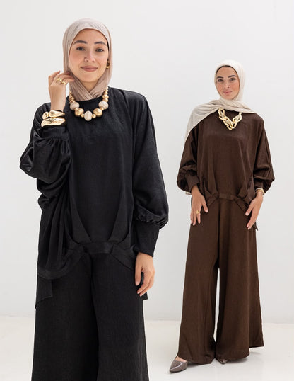Evening soire elegant silk set in Black