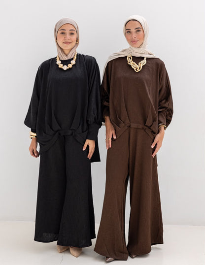 Evening soire elegant silk set in Black