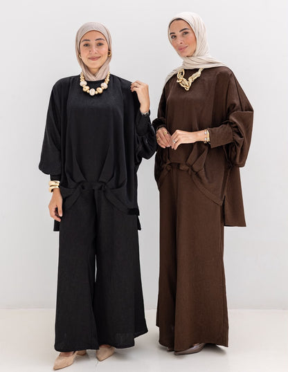 Evening soire elegant silk set in Black