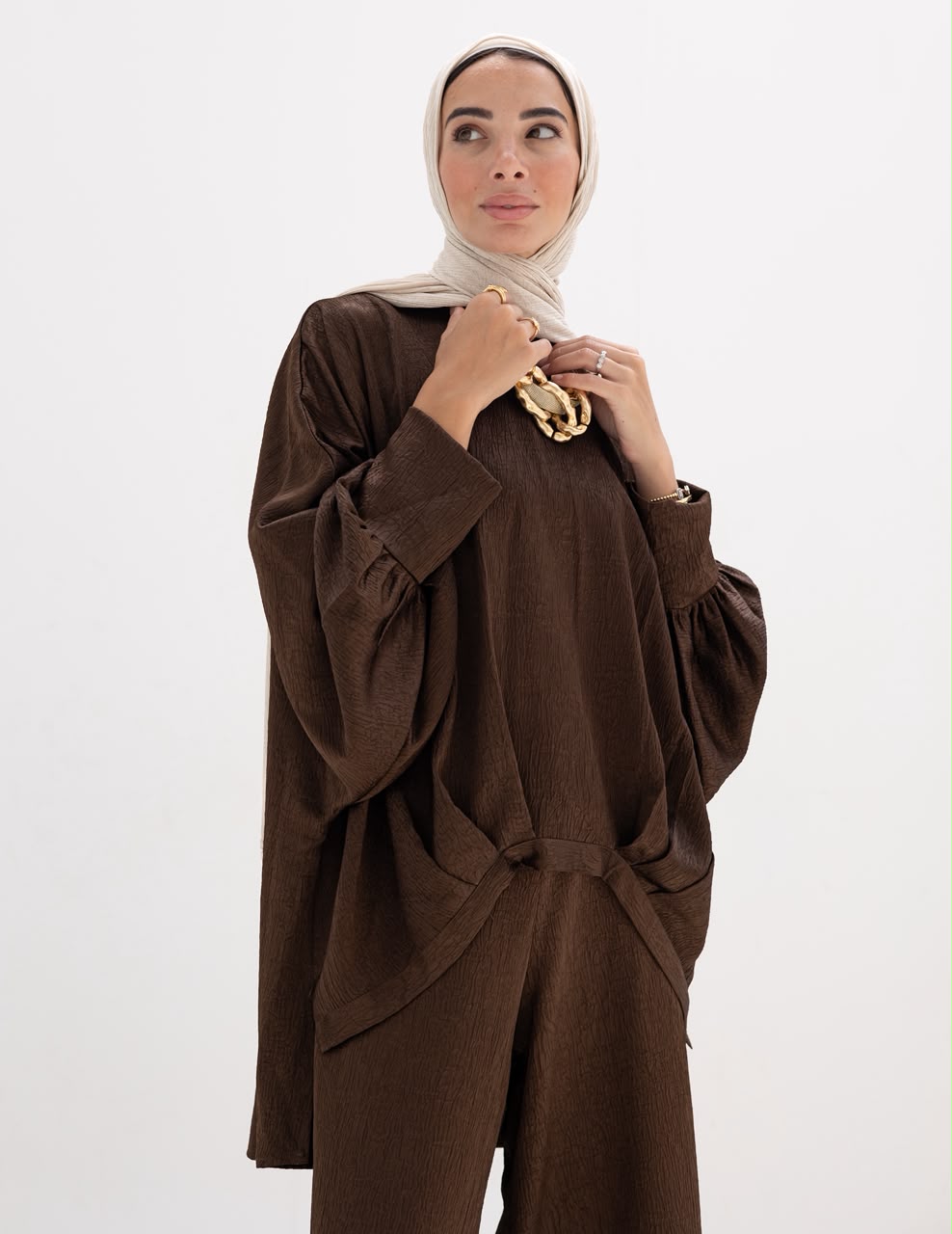 Evening High low blouse in Brown