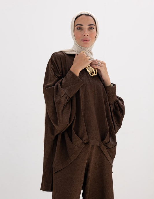 Evening High low blouse in Brown