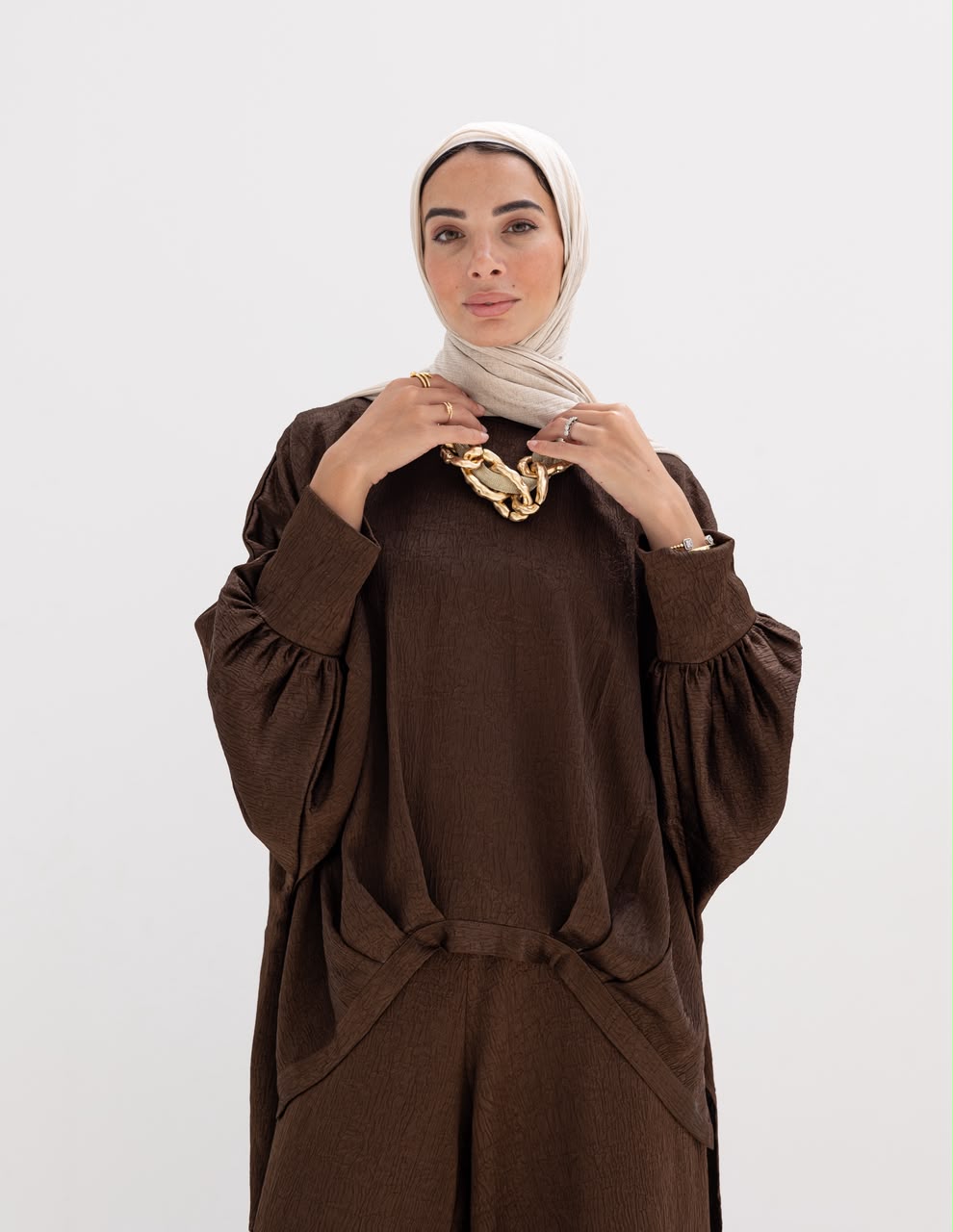 Evening High low blouse in Brown