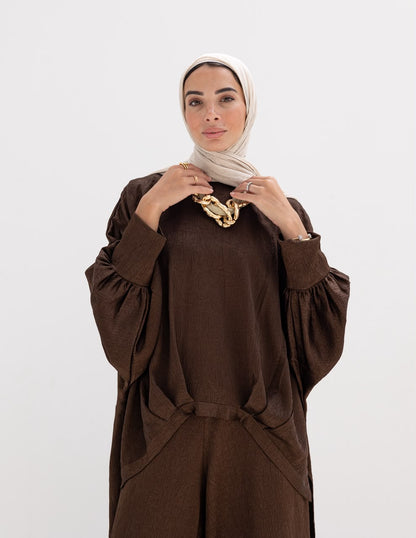 Evening High low blouse in Brown