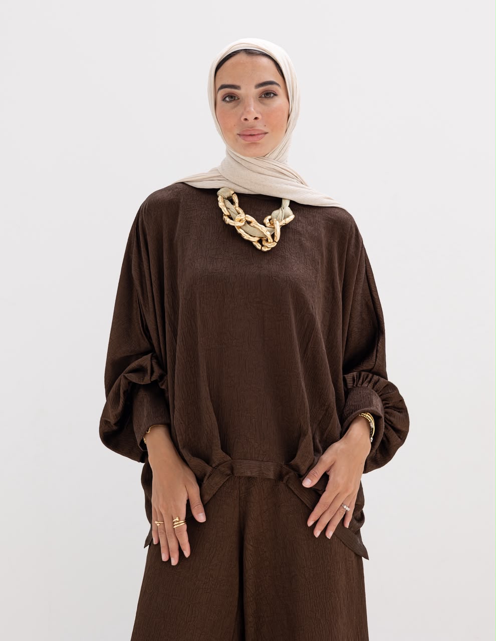 Evening High low blouse in Brown