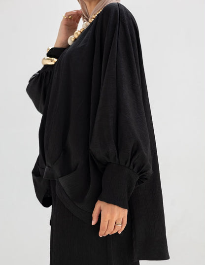 Evening High low blouse in Black