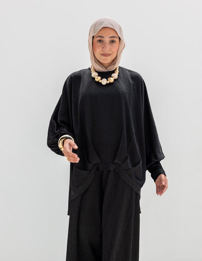 Evening High low blouse in Black