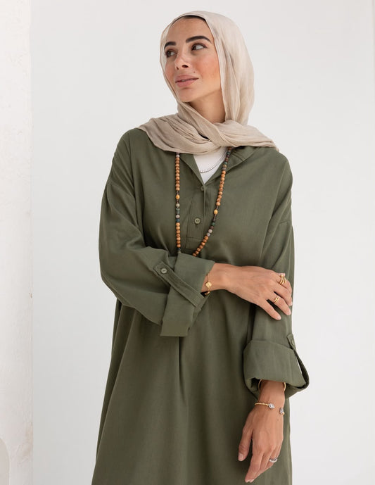 Lenin summer Moroccan dress in Olive