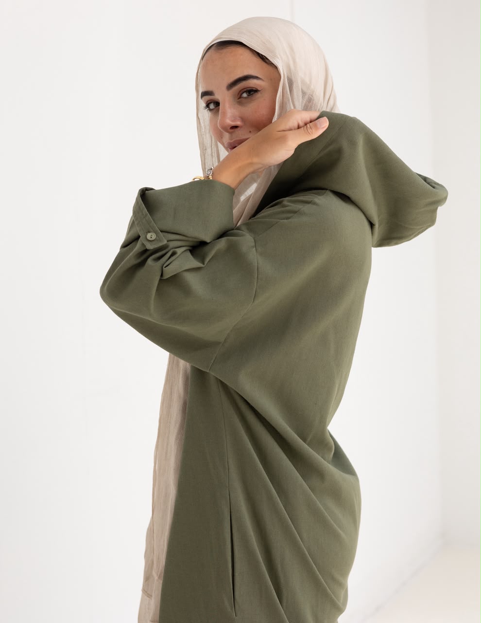 Lenin summer Moroccan dress in Olive