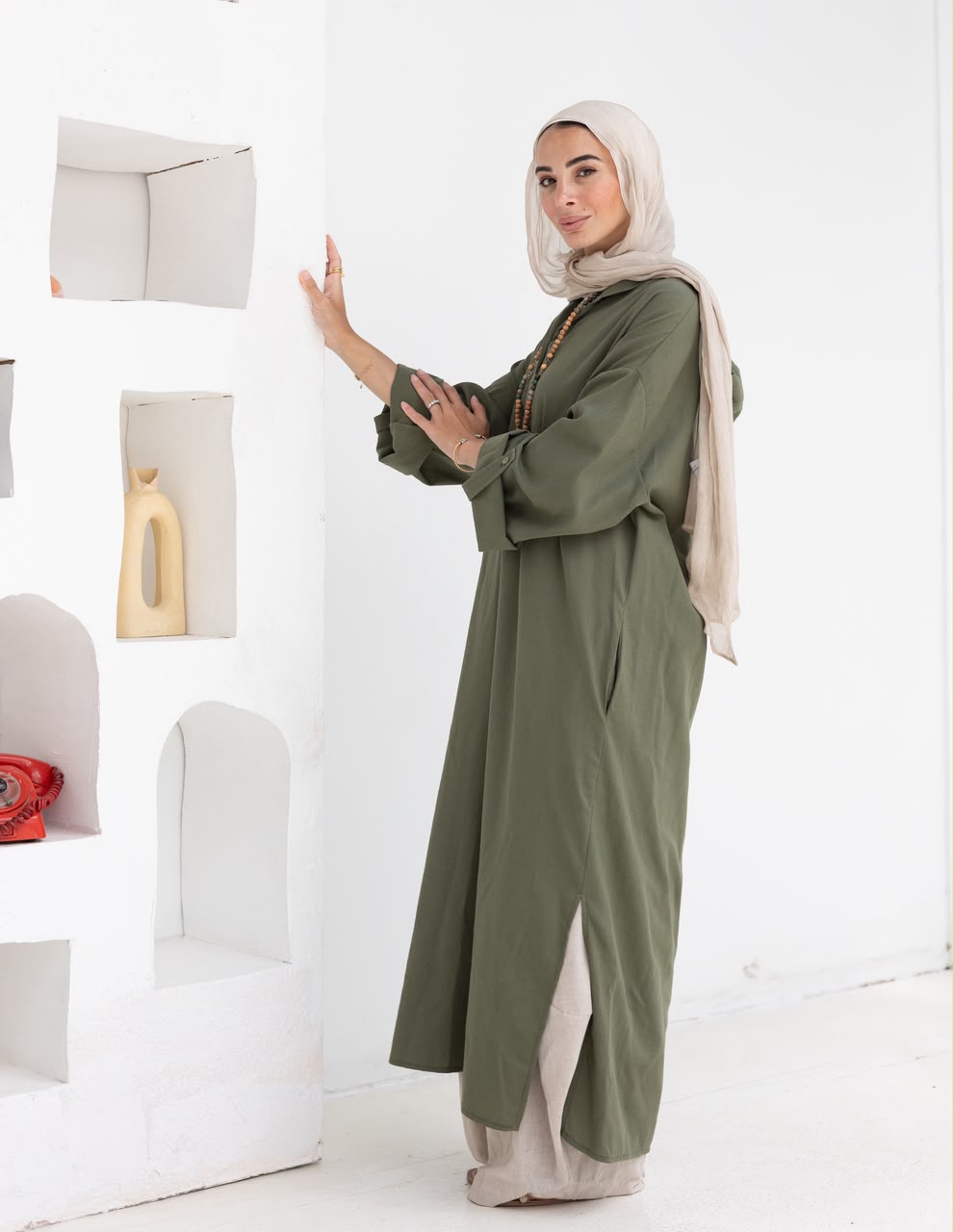 Lenin summer Moroccan dress in Olive