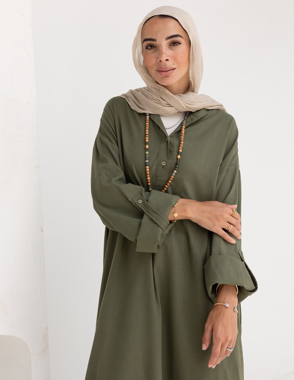 Lenin summer Moroccan dress in Olive