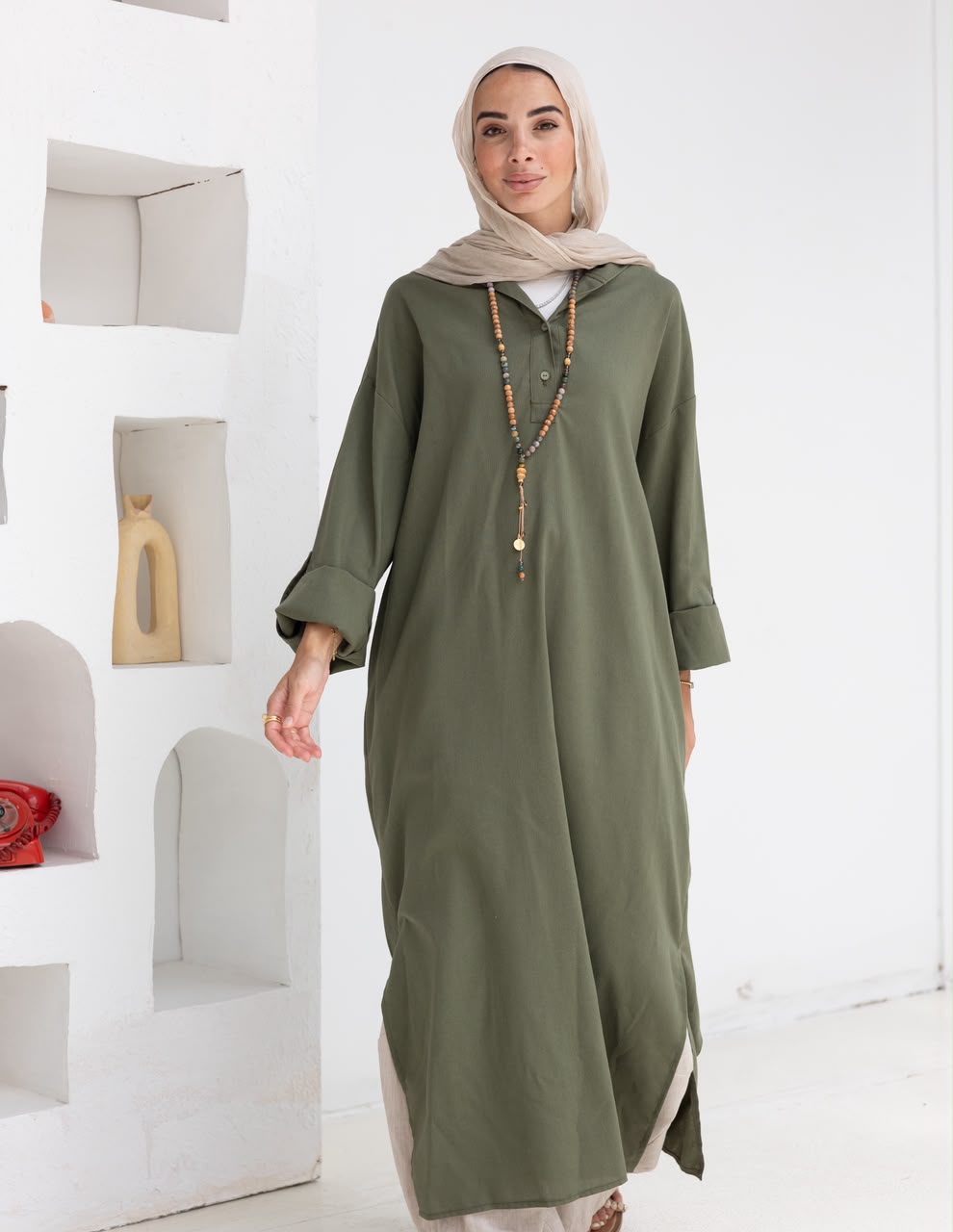 Lenin summer Moroccan dress in Olive