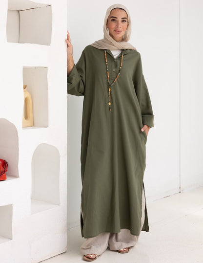 Lenin summer Moroccan dress in Olive