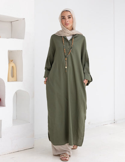 Lenin summer Moroccan dress in Olive