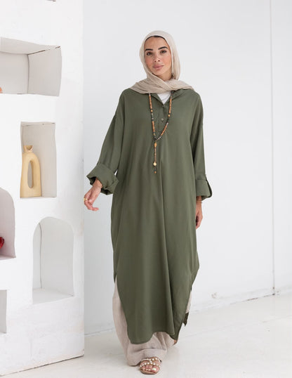 Lenin summer Moroccan dress in Olive