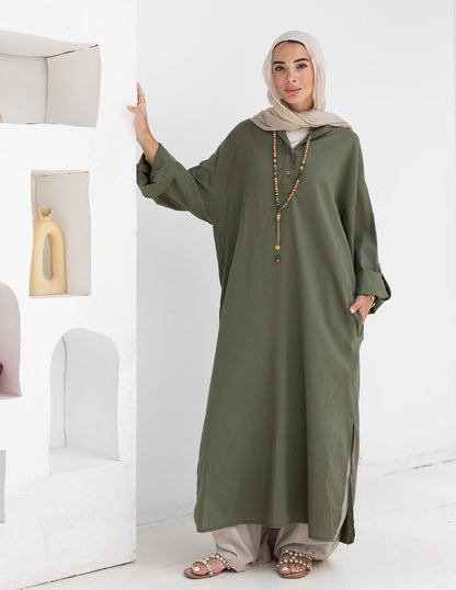 Lenin summer Moroccan dress in Olive
