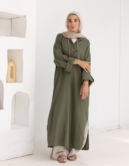 Lenin summer Moroccan dress in Olive
