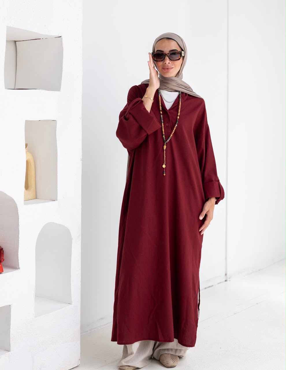 Lenin summer Moroccan dress in Burgundy
