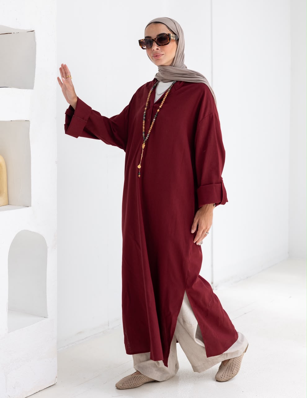 Lenin summer Moroccan dress in Burgundy